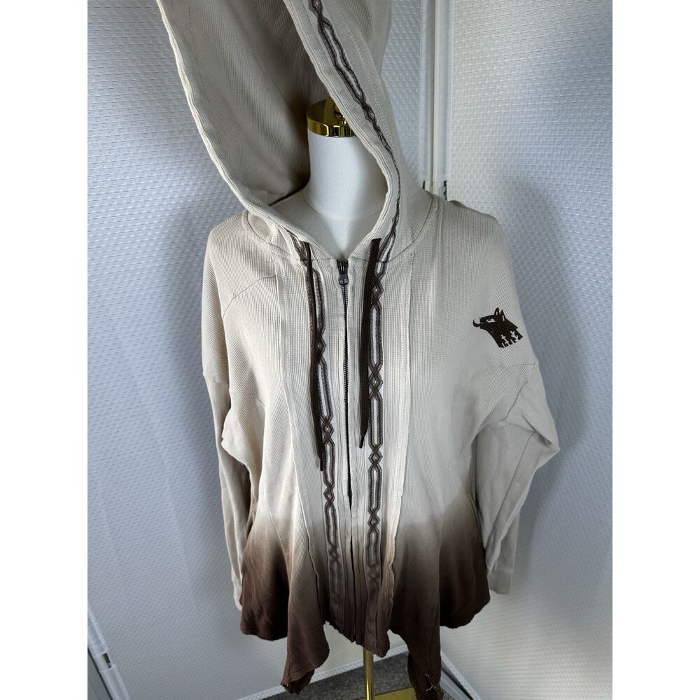 Western Boho Ombré Hoodie, Jacket Wolf Graphic, Southwestern, Tribal Large - Picture 6 of 15